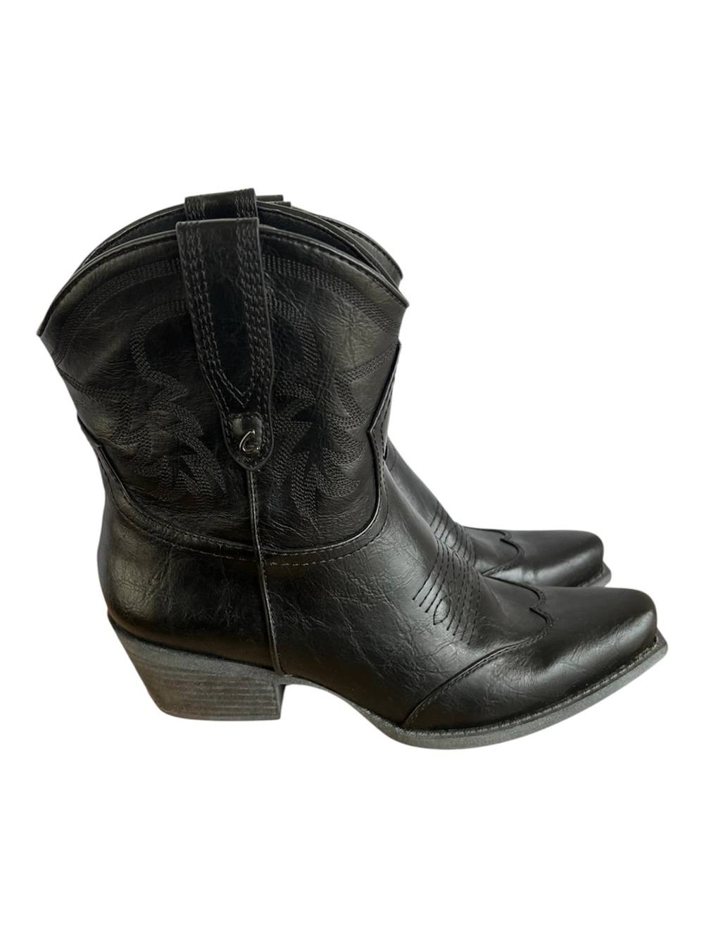 Circus NY By Sam Edelman Black Josephina Western Faux Leather Boots Women’s 8